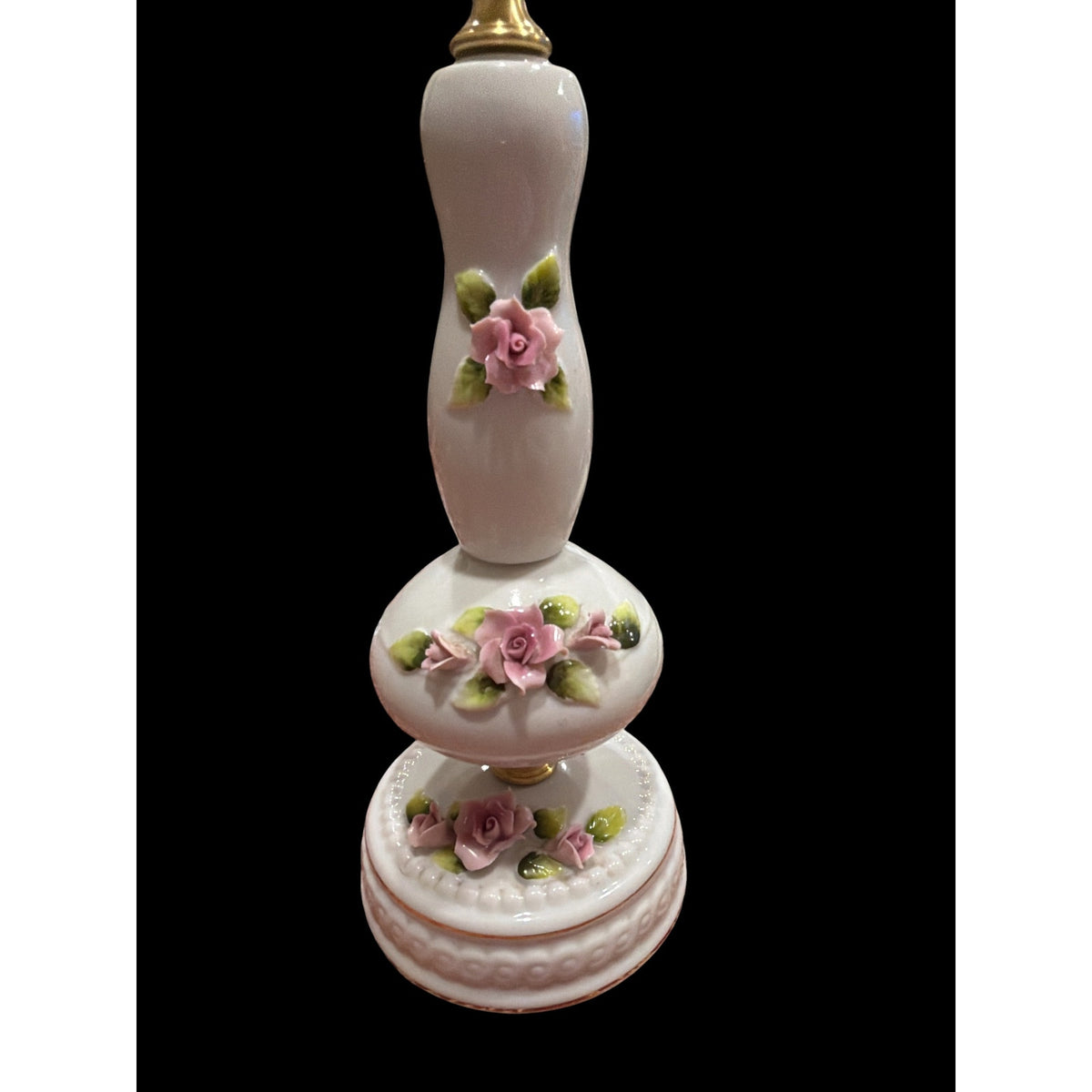 Pair Vintage Porcelain Pink Rose Boudoir Lamps Rewired New Shades Japan