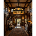 Monumental 23" American Art Nouveau Slag Glass Chandelier Shade c.1908-1920