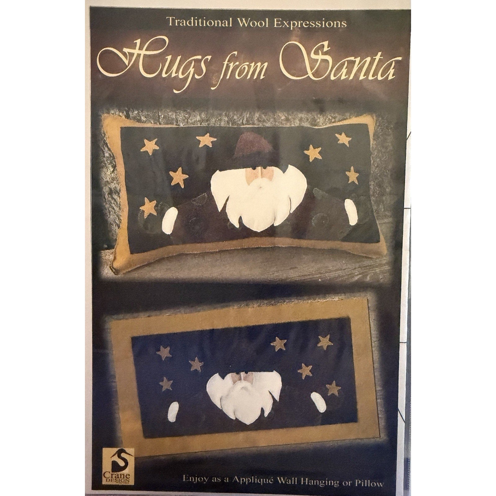 Hugs from Santa Wool Applique Pattern Crane Design Pillow