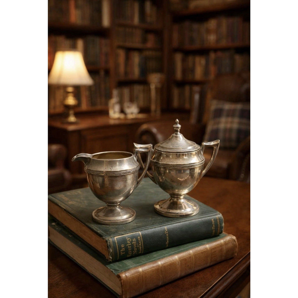 Vintage FB Rogers 602 Silverplate Creamer and Covered Sugar Bowl Set