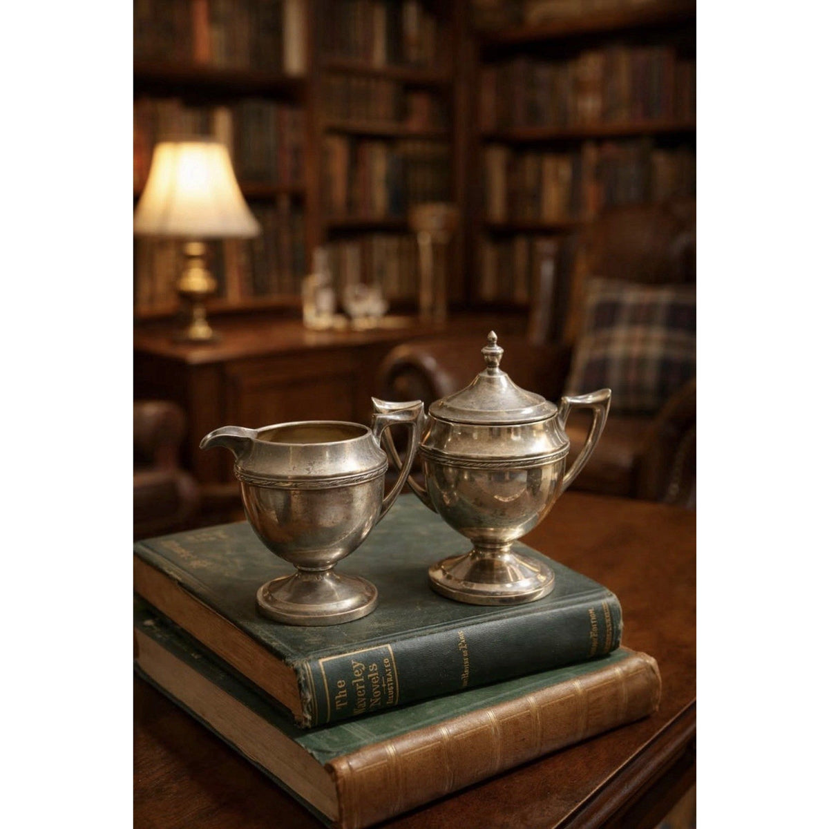 Vintage FB Rogers 602 Silverplate Creamer and Covered Sugar Bowl Set