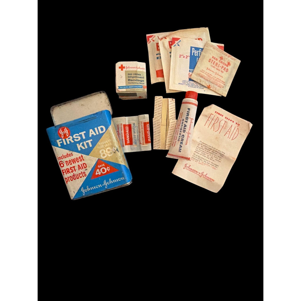 Vintage Johnson & Johnson First Aid Kit Bundle, Mid Century Bandage Tins