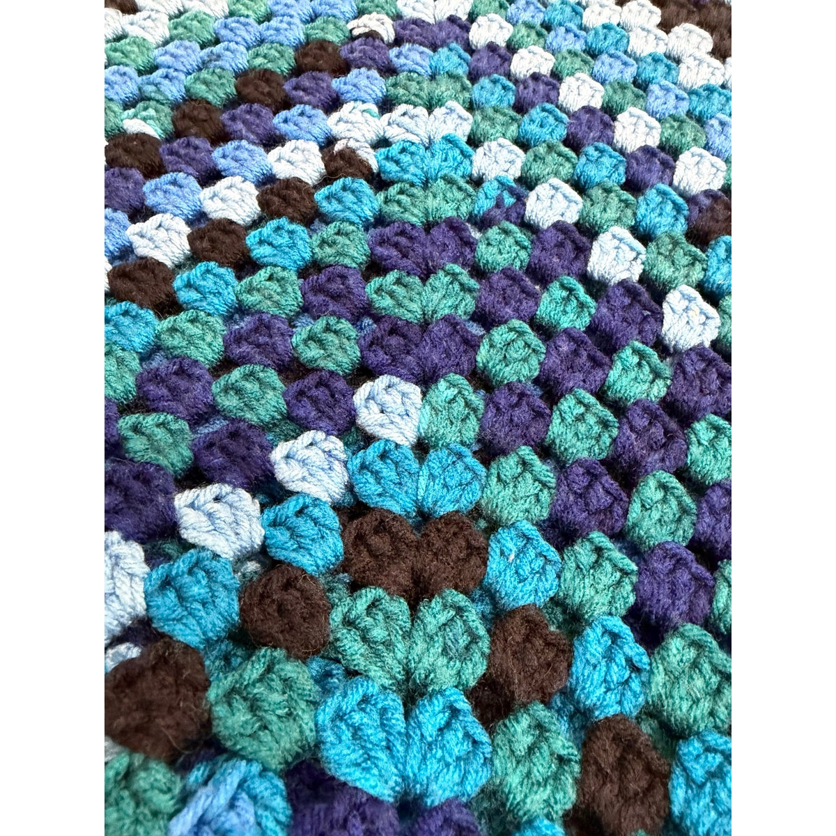 Blue Lagoon Handmade Crochet Afghan Granny Square Lap Throw 46 x 46 – additional view 9