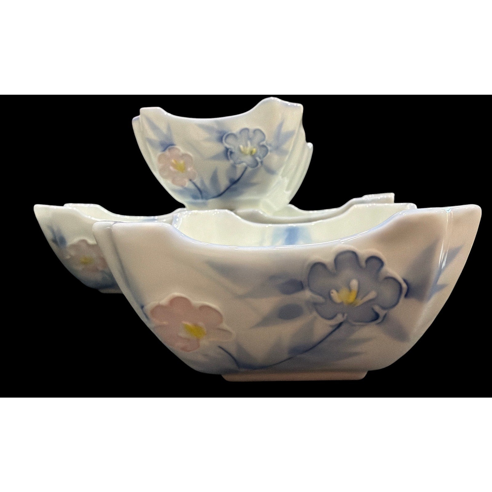 Set of 5 Vintage Floral Ceramic Dishes | Cottagecore Trinket Bowls | Ring Dishes | Herb Planters | Shabby Chic Decor