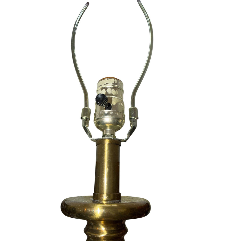 Vintage Brass Urn Table Lamps Pair with Burgundy Embroidered Silk Shades