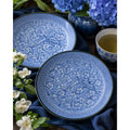 Pair of Vintage Kutani Blue Cherry Blossom Porcelain Salad Plates 7.5 Inch
