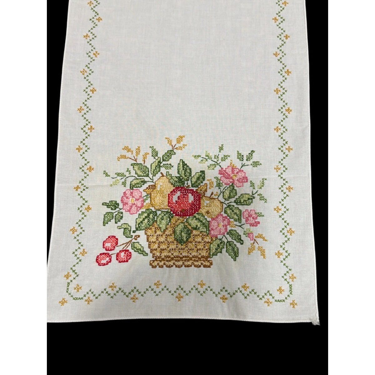 Hand made Cross Stitch table runner 42.5” x 13” – additional view 2