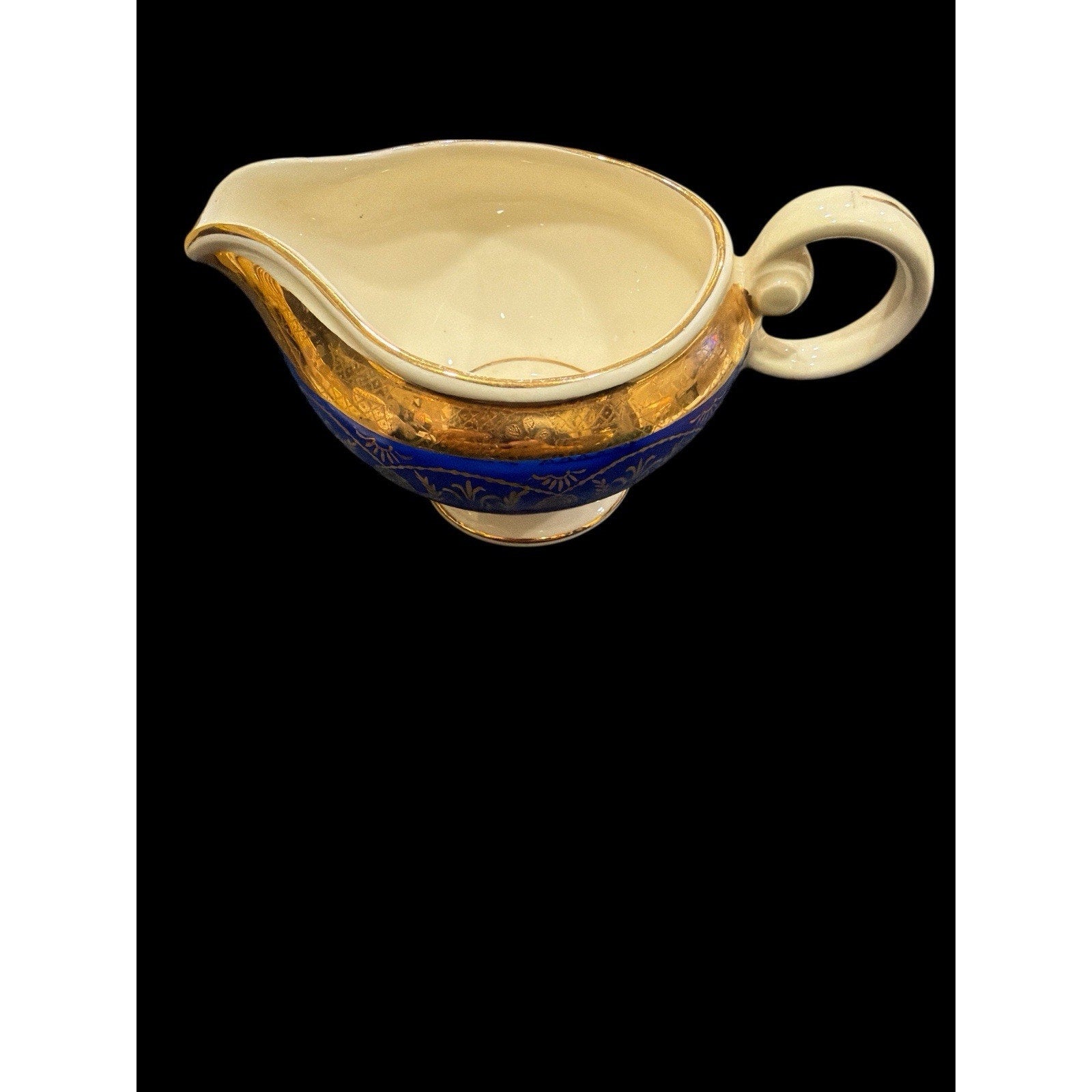 Vintage Taylor Smith & Taylor Bromley Creamer Cobalt Blue 22K Gold USA