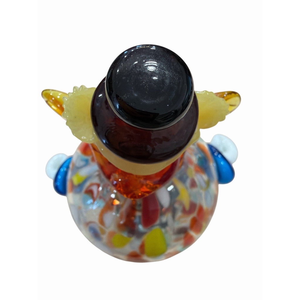 Vintage Murano Art Glass Clown Figurine Confetti Glass Black Top Hat 6"