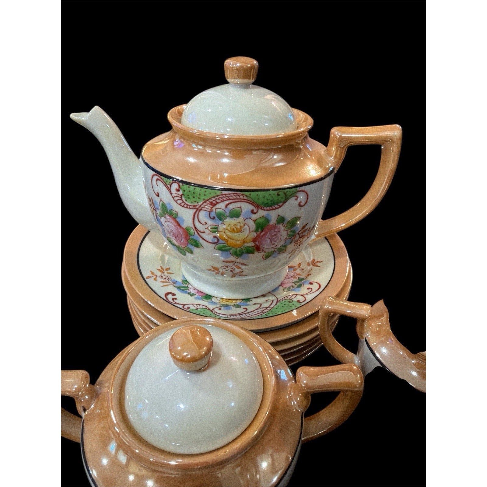 Vintage Made in Japan Porcelain Tea Set 17 Pc Floral Tea Service