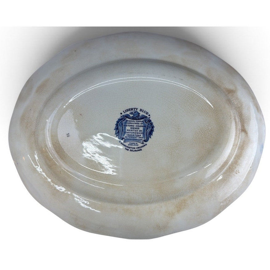Liberty Blue Ironstone Platter Washington Crossing Delaware 14" Staffordshire – additional view 4