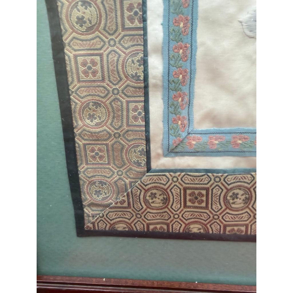 Vintage Chinese Silk Embroidery Framed Butterfly Botanical Textile Art