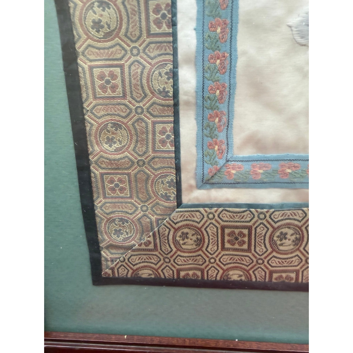 Vintage Chinese Silk Embroidery Framed Butterfly Botanical Textile Art