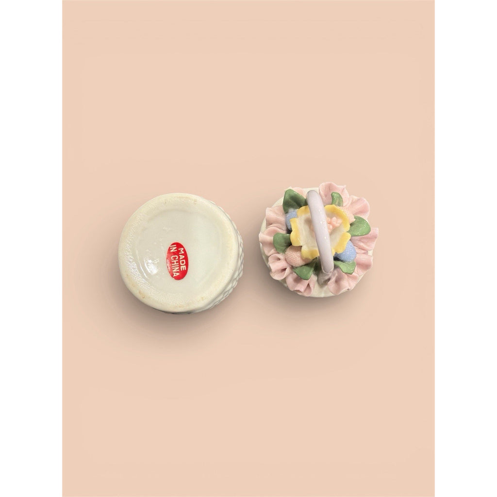 Porcelain Flower Basket Trinket Box | Sweet Wedding Keepsake & Proposal Ring Box