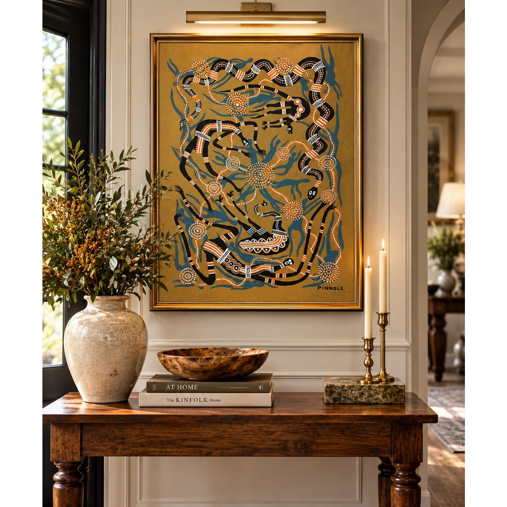 Original Michael Pinnole Aboriginal Dot Painting Signed Canvas Art 17 x 21