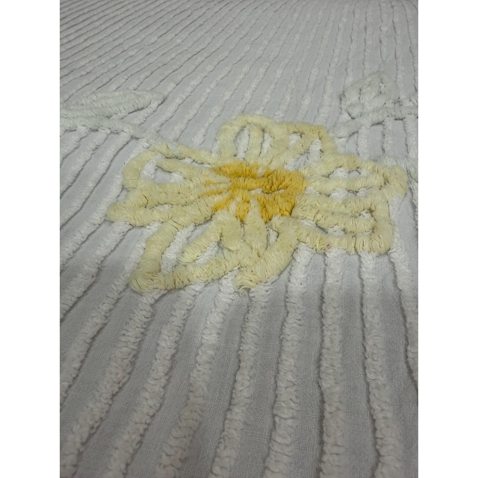 Vintage Queen Chenille Bedspread: Pastel Floral Cotton Cottagecore Bedding