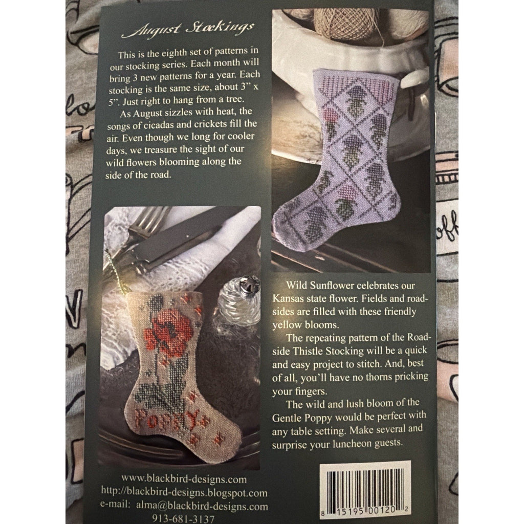 Blackbird Designs Sweet August Stockings Pattern OOP NOS