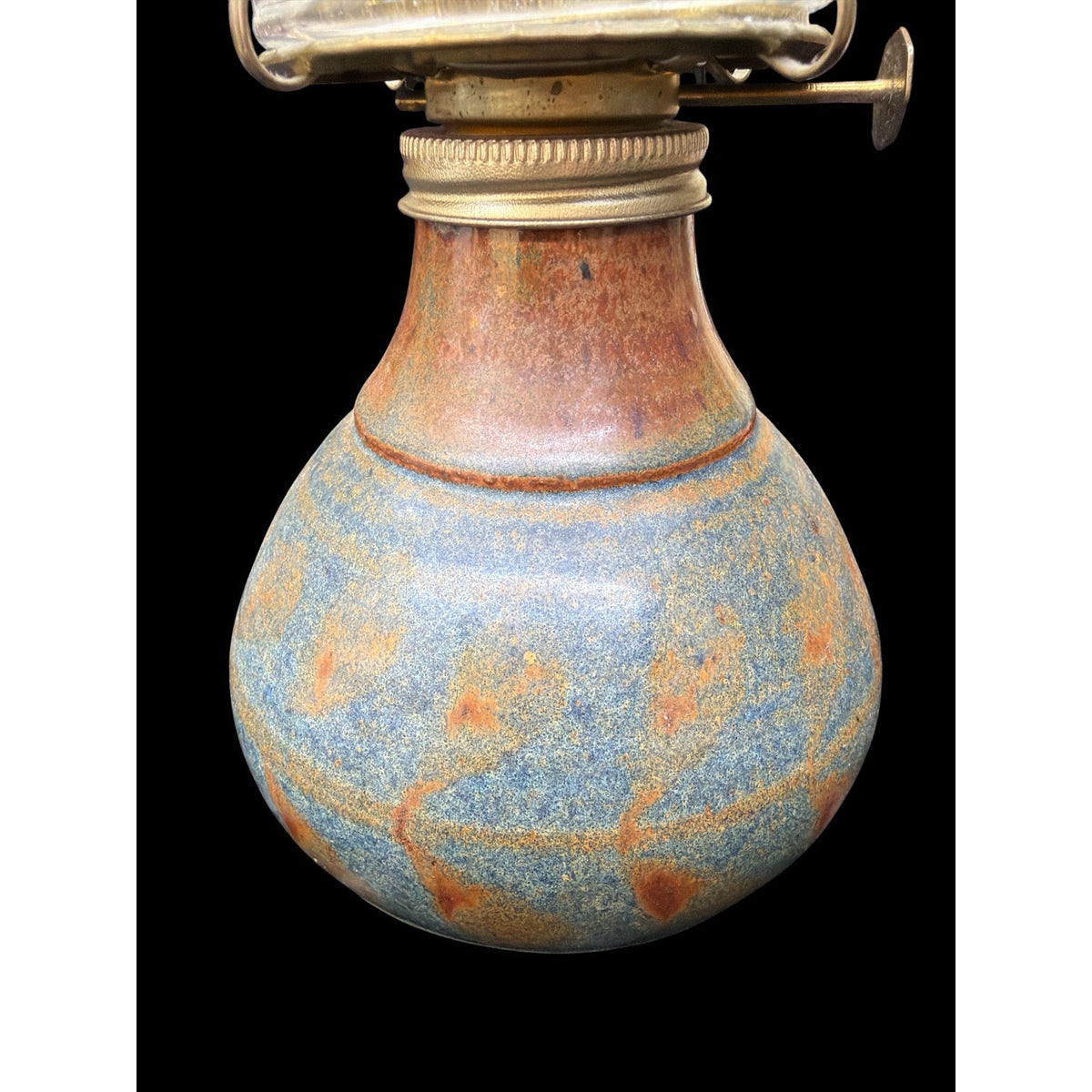 Studio Pottery Oil Lamp Signed MCM Art Pottery Eagle Burner
