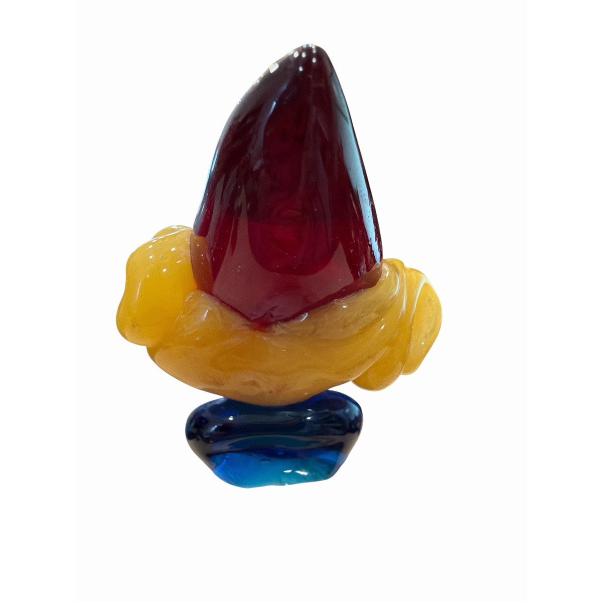 Vintage Italian Art Glass Clown Figurine Pink Blue Original Serouya Label 9.5"