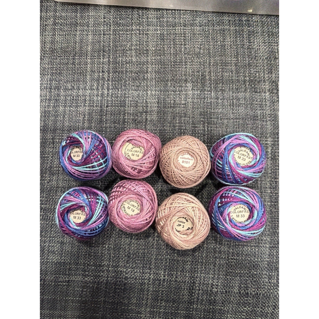 Valdani 3-Strand Cotton Floss Lot 8 Balls Mermaid Moonlight Jewel Tones