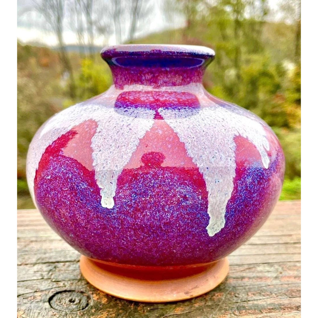 MCM Cranberry Drip Glaze Art Pottery Vase MCM Studio Ceramic Takahashi Vase