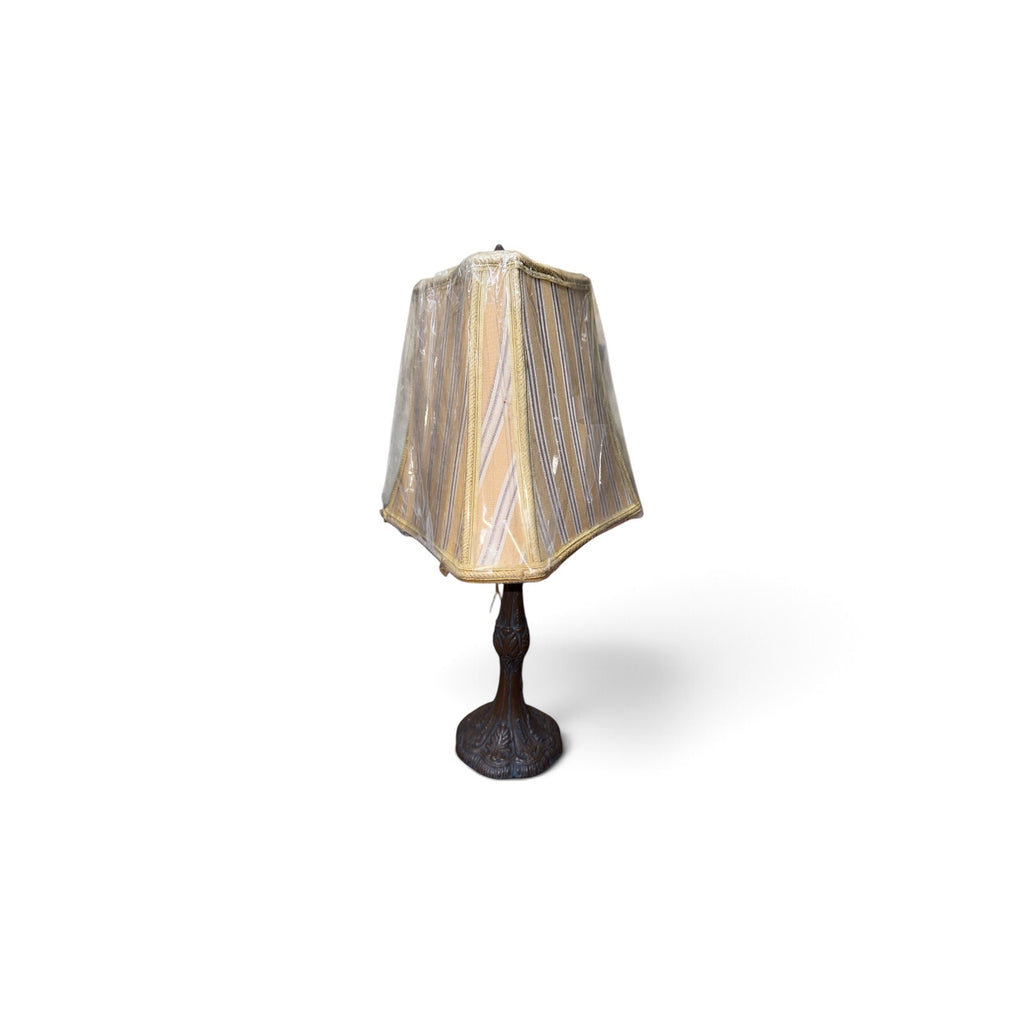 Vintage Ornate Table Lamp Custom Triangular Shade Art Nouveau Style 19"