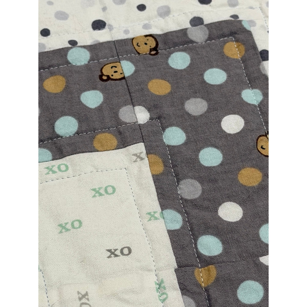 Handmade Baby Quilt 38x50 Llama Flannel Back Chevron Cotton Nursery Blanket