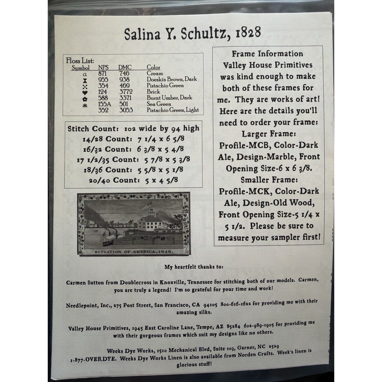 Carriage House Samplings Salina Y Schultz 1828 Sampler Pattern