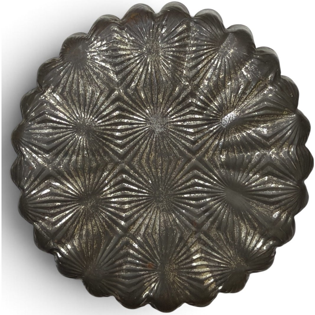 Vintage Fluted Metal Baking Pan Deep Embossed Starburst Pattern 8 Inch