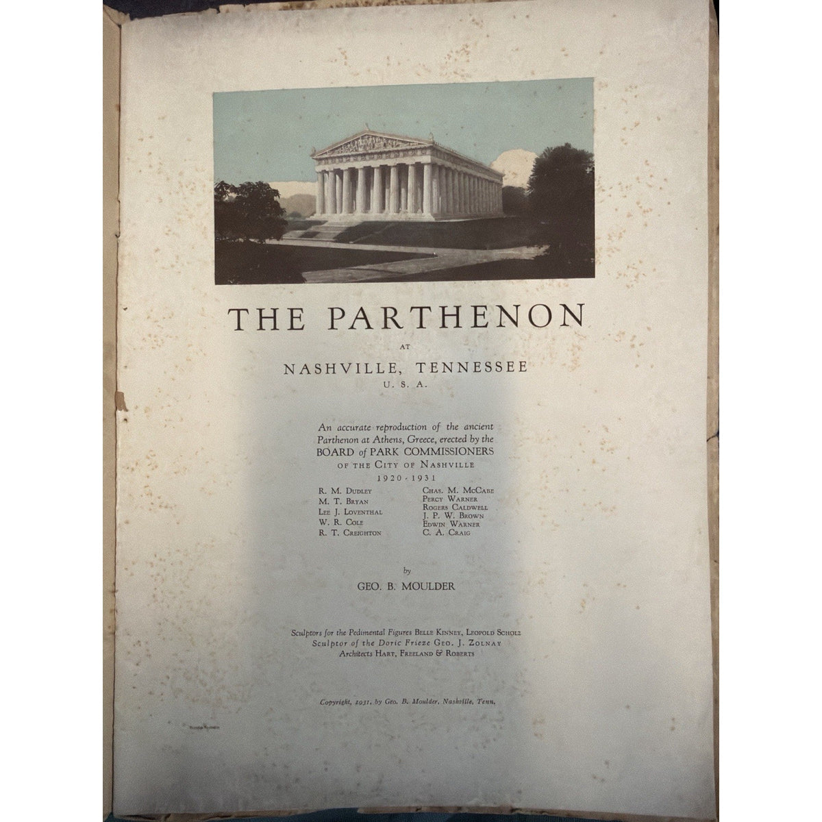 1931 The Parthenon at Nashville TN Original Commemorative Booklet