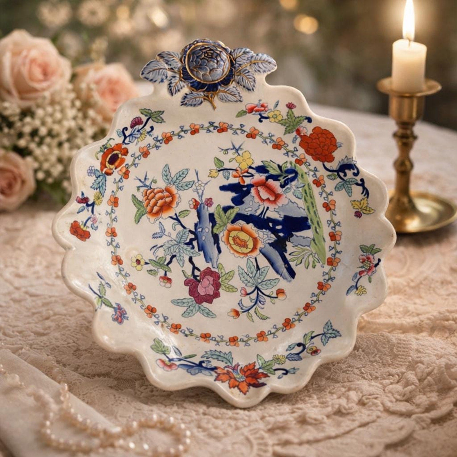 Antique Doulton Burslem Plate Victorian Floral Imari Style England