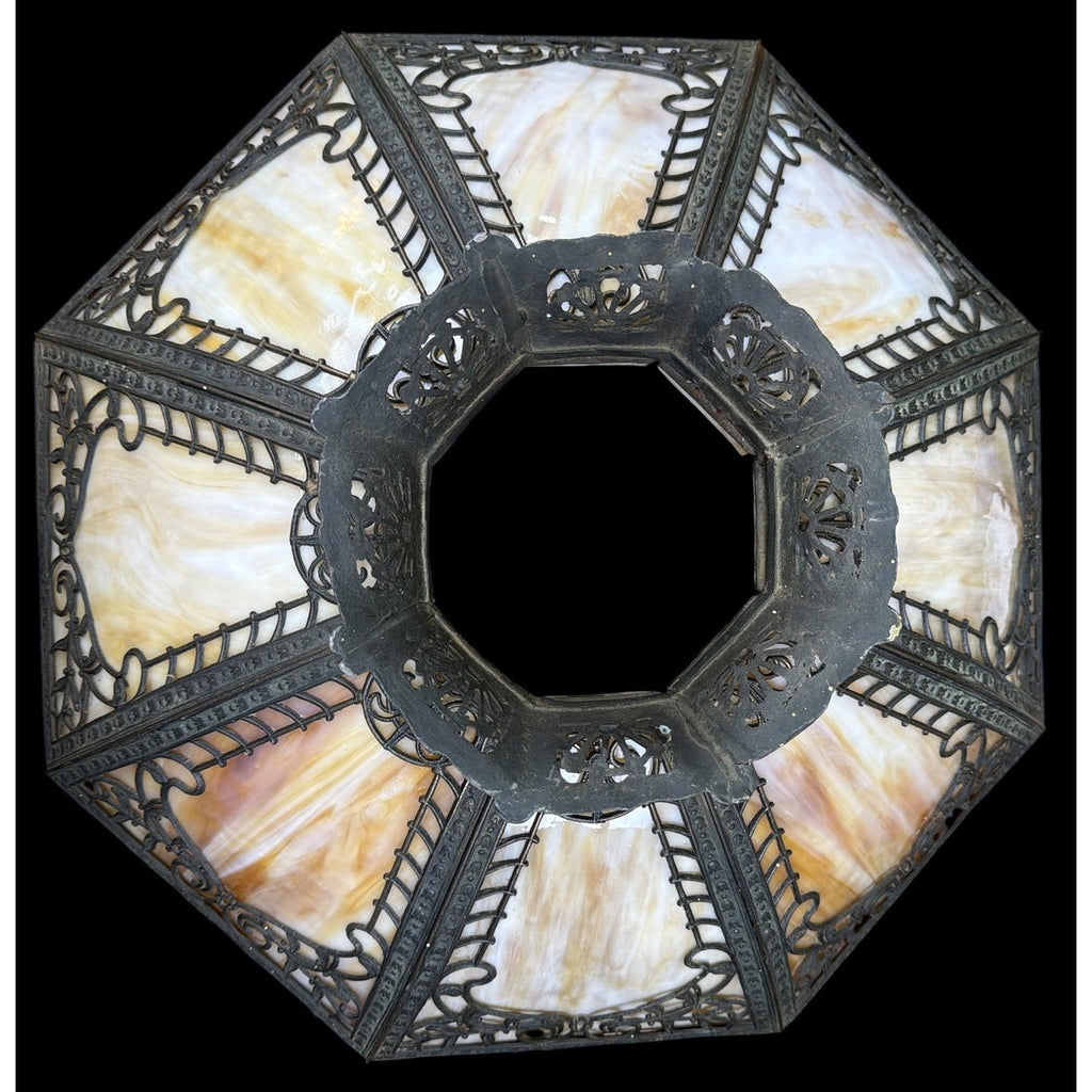 Monumental 23" American Art Nouveau Slag Glass Chandelier Shade c.1908-1920