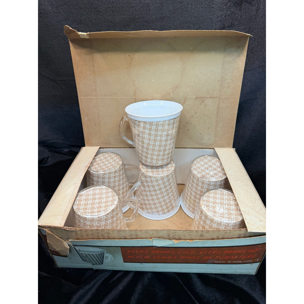 Vintage Space Temp Insulated Mug Set of 6 in Box Mid Century Hong Kong