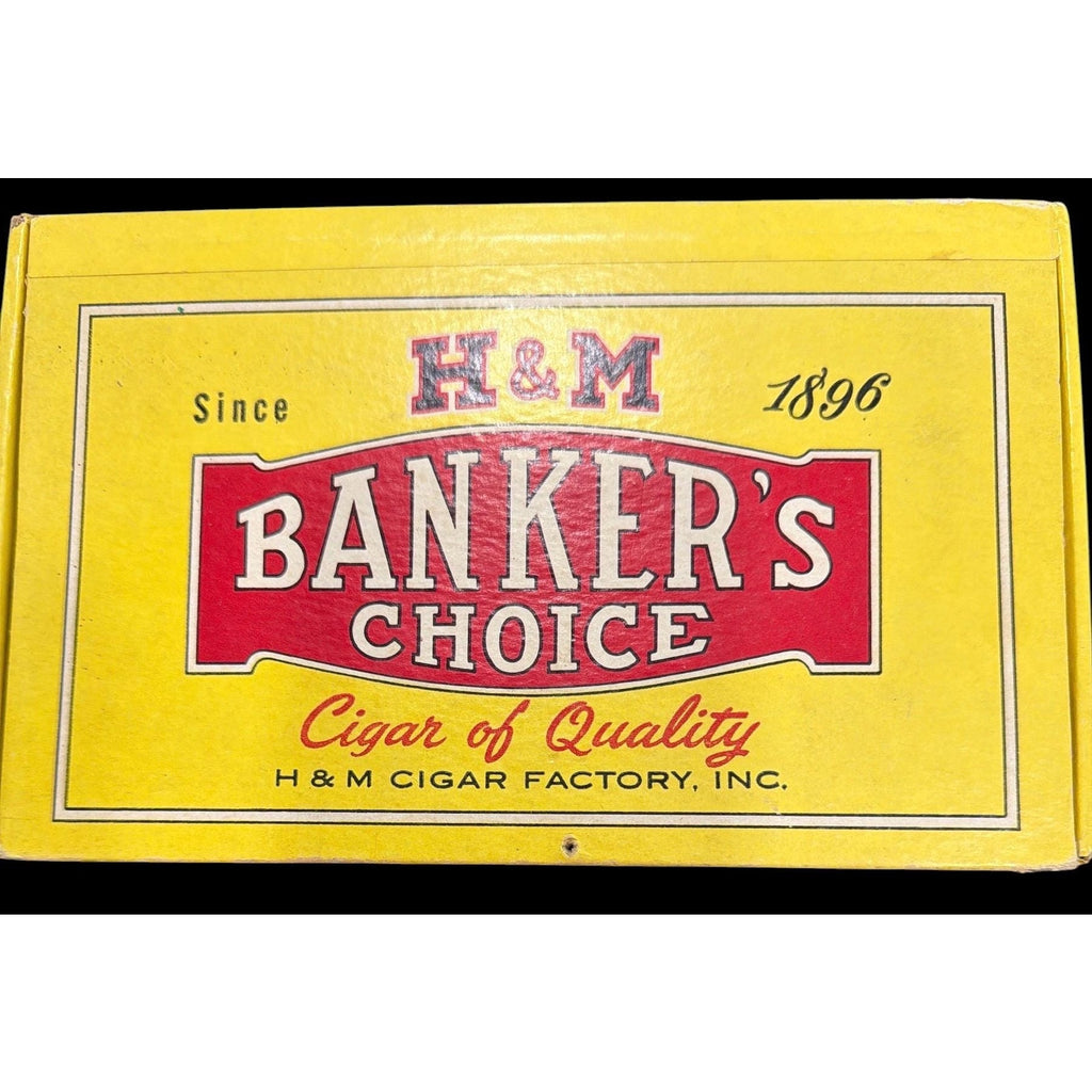Vintage H&M Banker’s Choice Cigar Box 1896 Yellow Advertising Wood Box