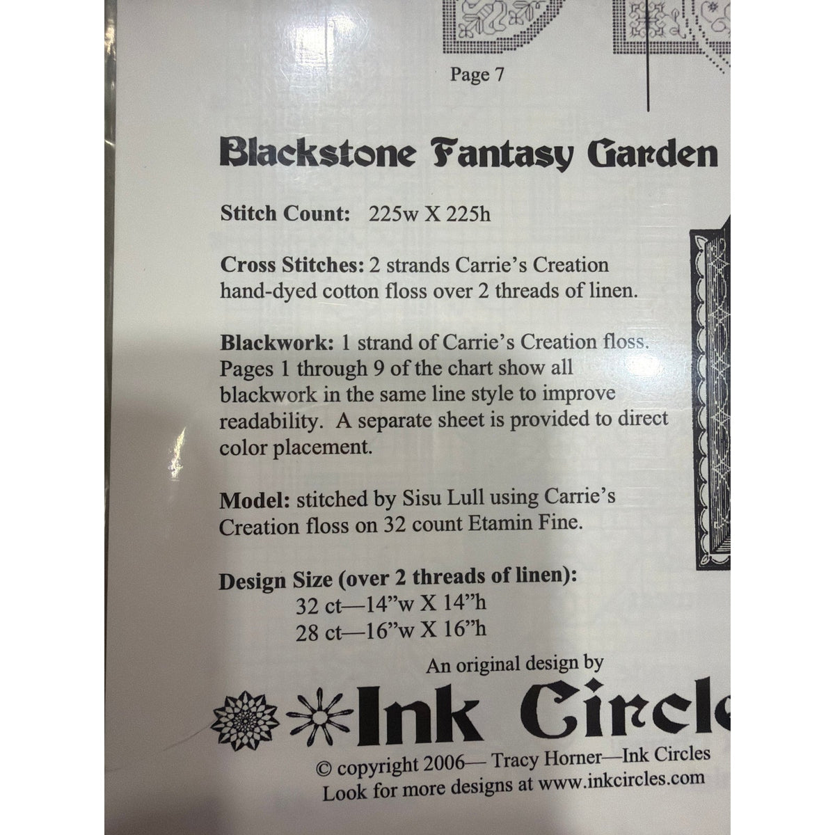 Ink Circles Blackstone Fantasy Garden Cross Stitch Pattern Never Opened