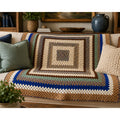 Handmade Crochet Afghan Blanket Sage Cobalt Earth Tones 62 x 62 – main view