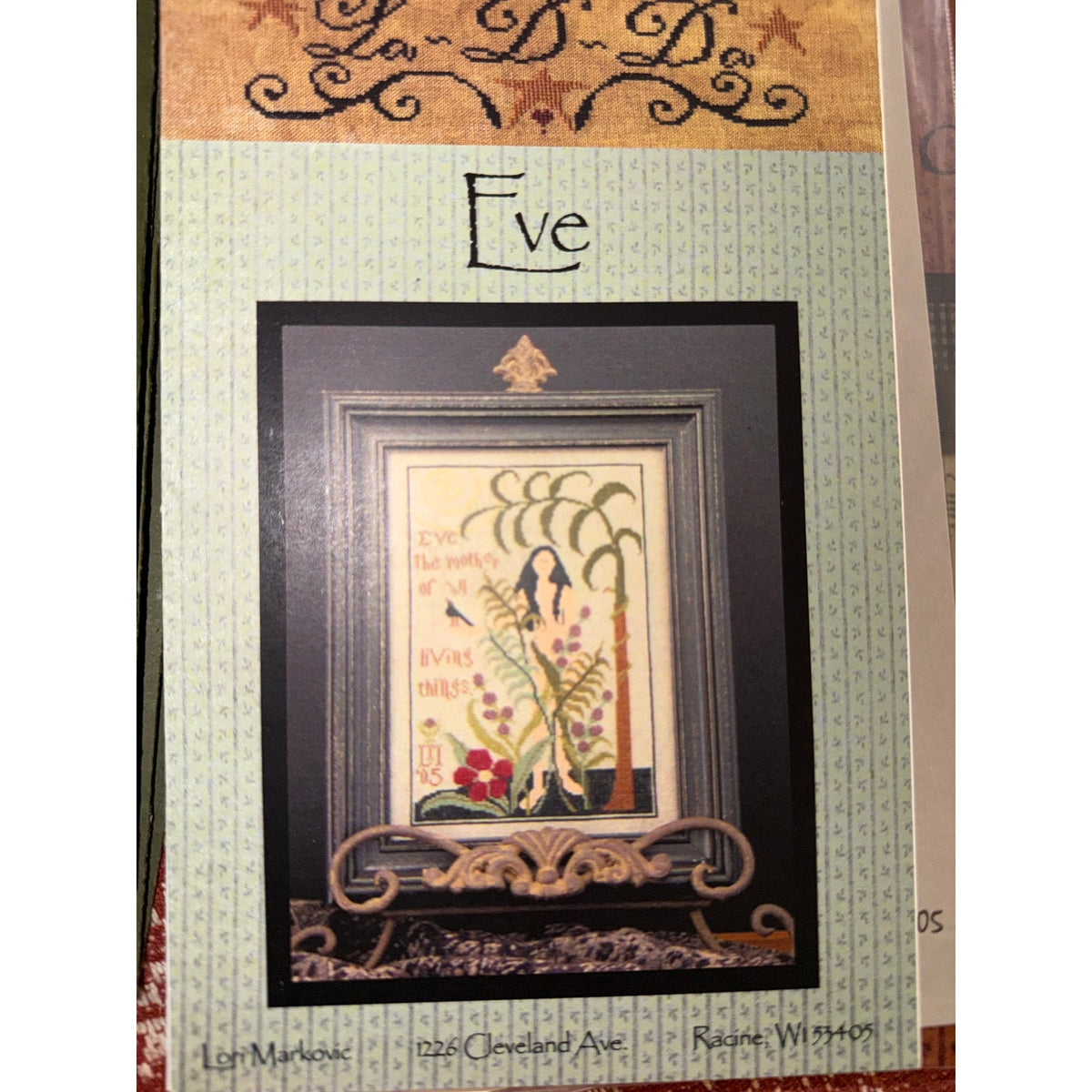 La-D-Da Eve Cross Stitch Garden of Eden Folk Art Sampler NOS