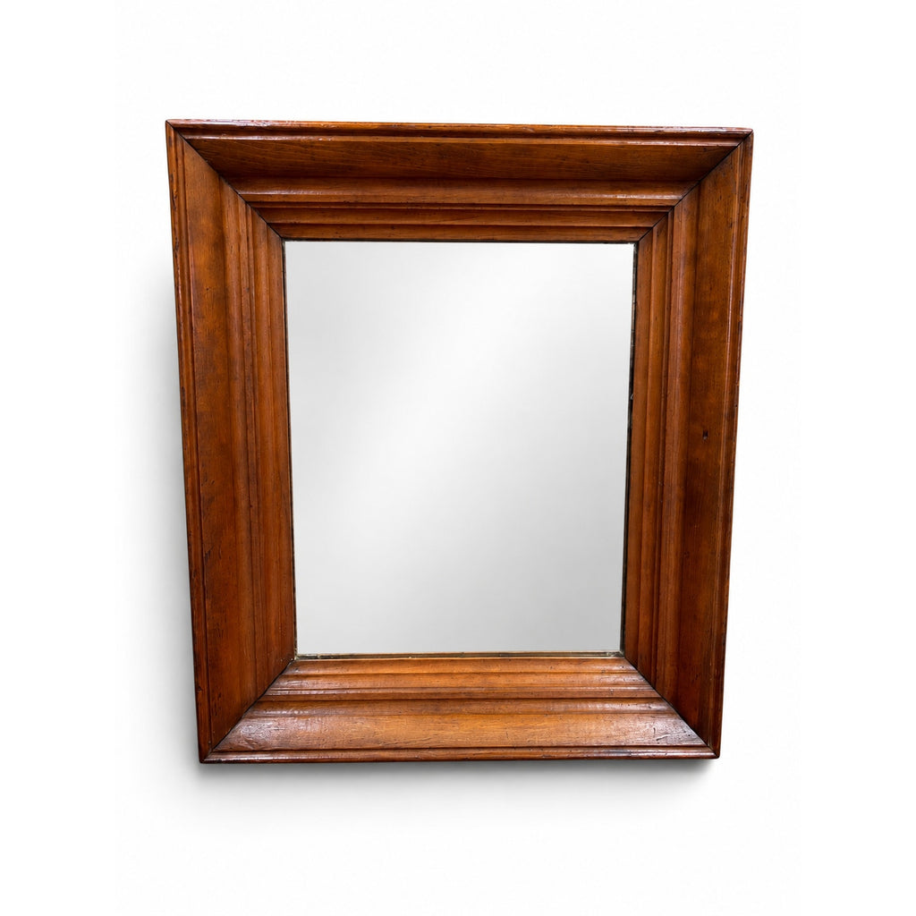 Antique Victorian Deep Well Wood Mirror 14.5 x 16.5 19th Century