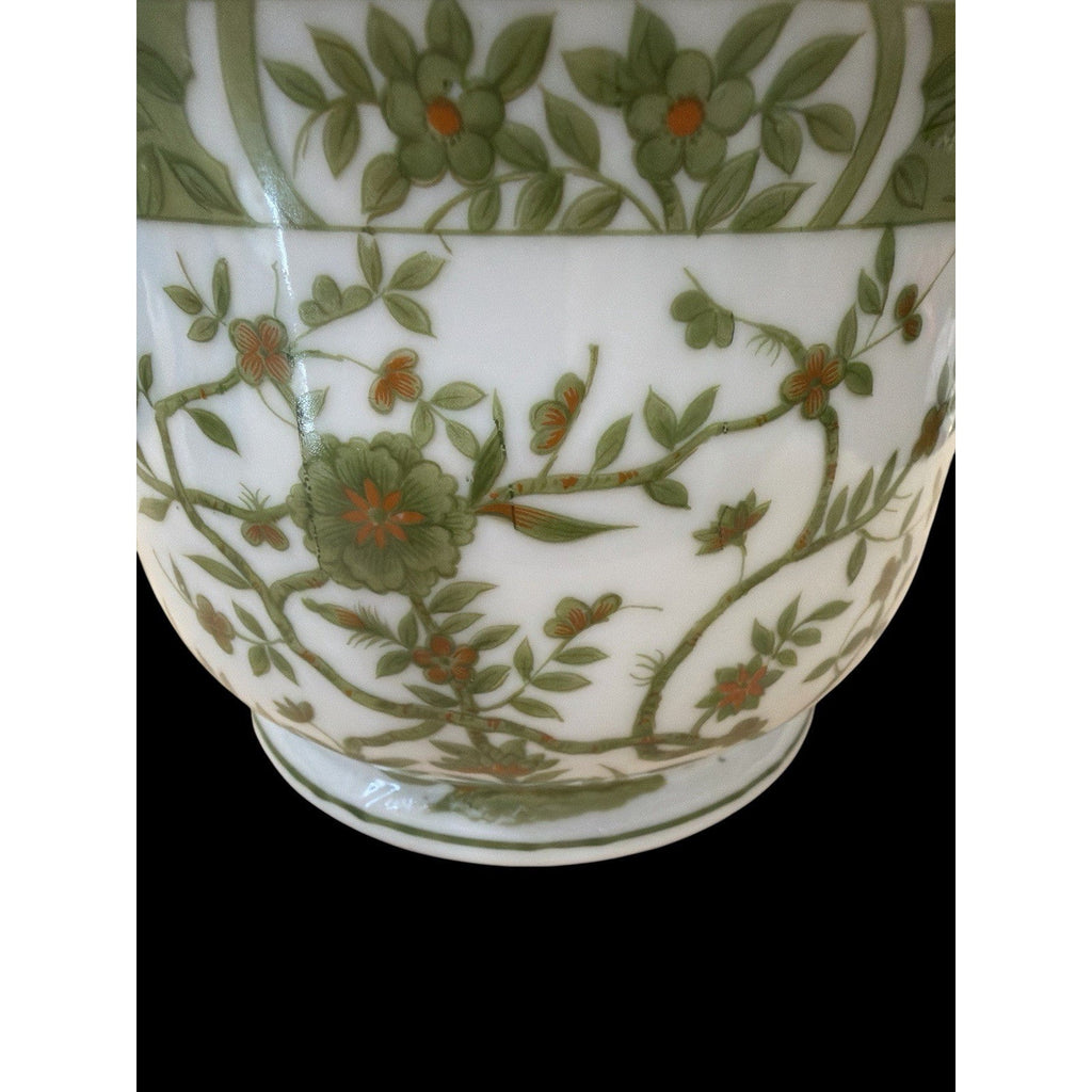 Vintage Schmid Design Folio Porcelain Jardiniere Floral Handled Planter Japan