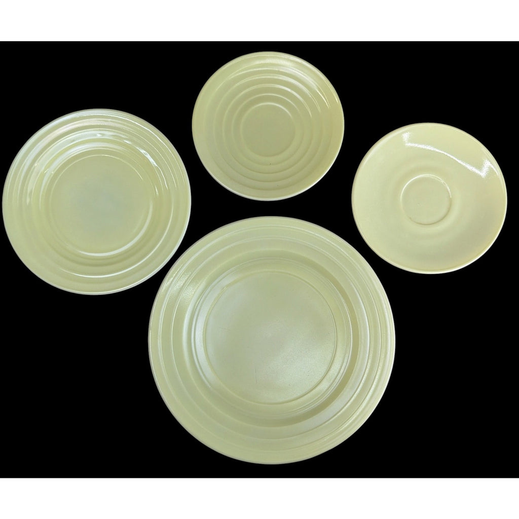 Hazel Atlas Moderntone Pastel Yellow Platonite Dinnerware Lot 4 Pieces