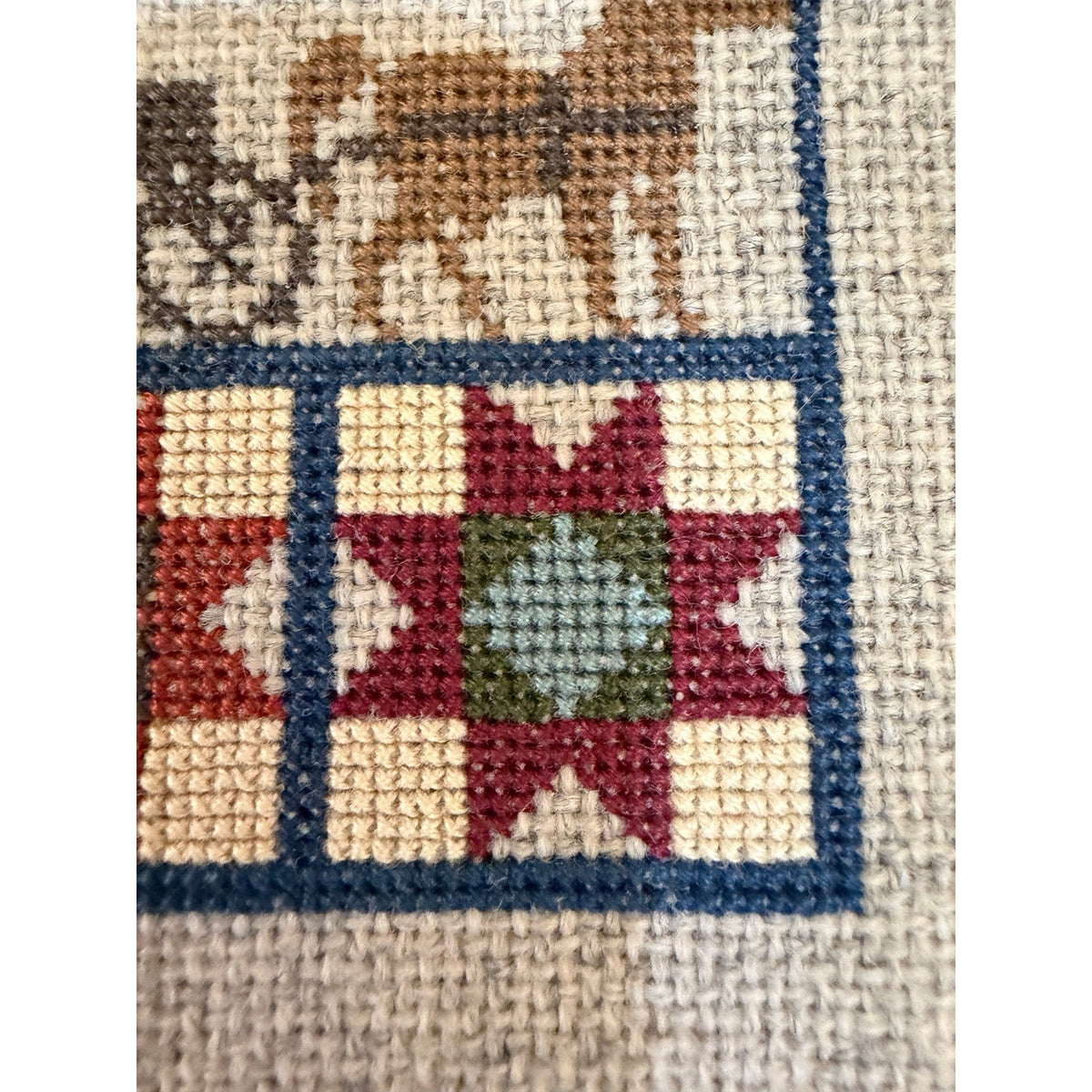 Vintage Primitive Cross Stitch Horse Carriage Quilt Sampler Framed Folk Art – additional view 7
