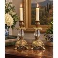 Vintage Hollywood Regency Lucite Candlesticks Gold Tone Pair 8 Inch – main view