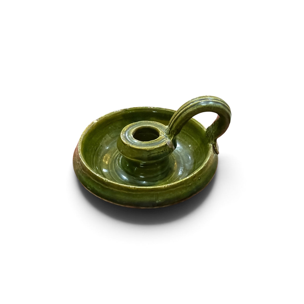 Vintage Irish Pottery Chamberstick Togher Pottery Green Handmade Ireland