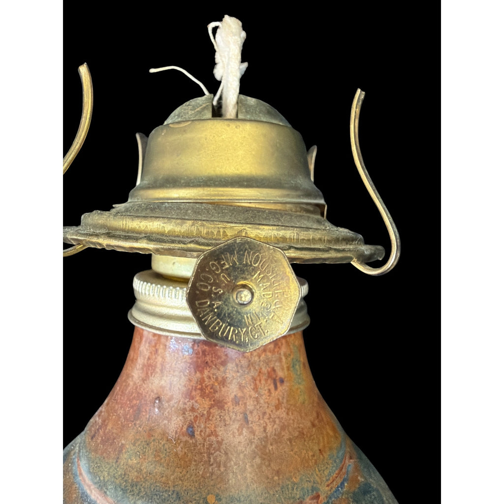 Studio Pottery Oil Lamp Signed MCM Art Pottery Eagle Burner
