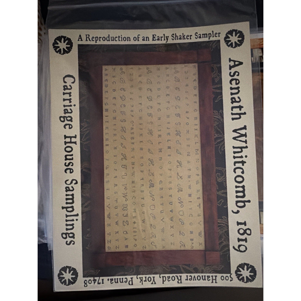 Carriage House Samplings Asenath Whitcomb 1819 Shaker Sampler Pattern