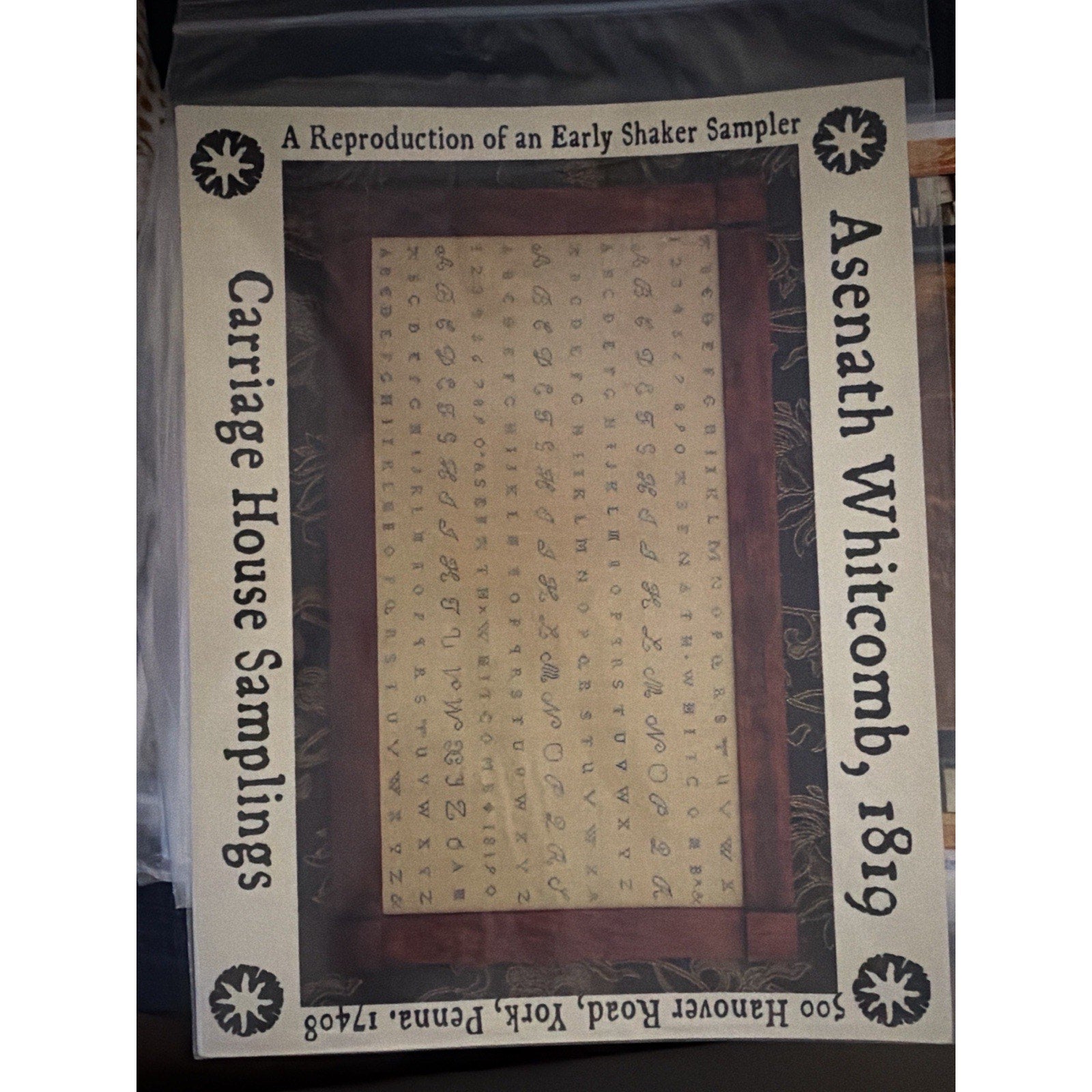 Carriage House Samplings Asenath Whitcomb 1819 Shaker Sampler Pattern