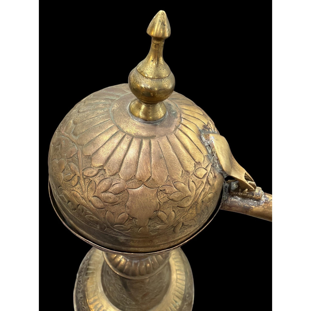 Monumental Vintage Brass Ewer Urn | 28" Hand-Worked Brass & Copper Vessel