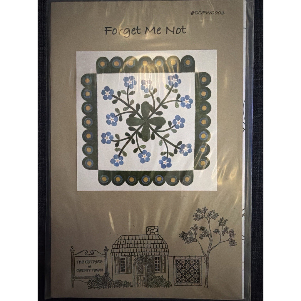 Cardiff Farms Forget Me Not Wool Applique Pattern 19x19 Mat