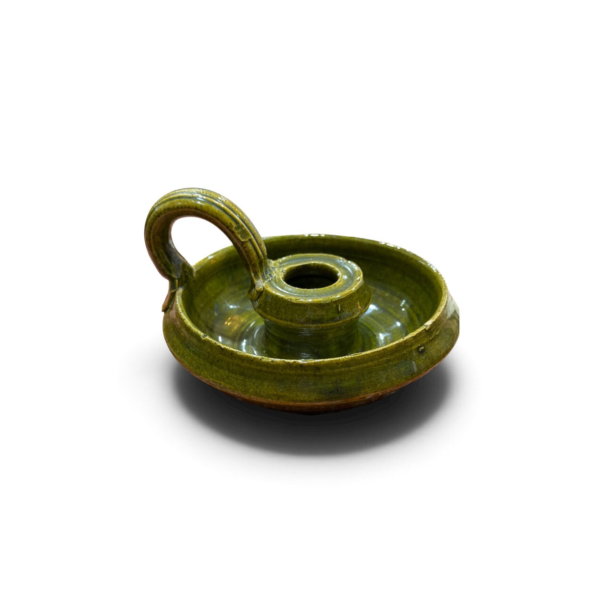 Vintage Irish Pottery Chamberstick Togher Pottery Green Handmade Ireland