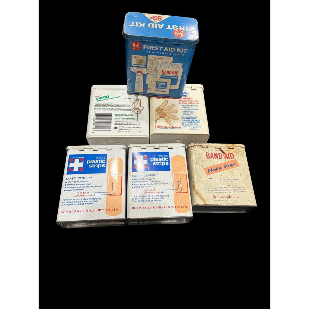 Vintage Johnson & Johnson First Aid Kit Bundle, Mid Century Bandage Tins